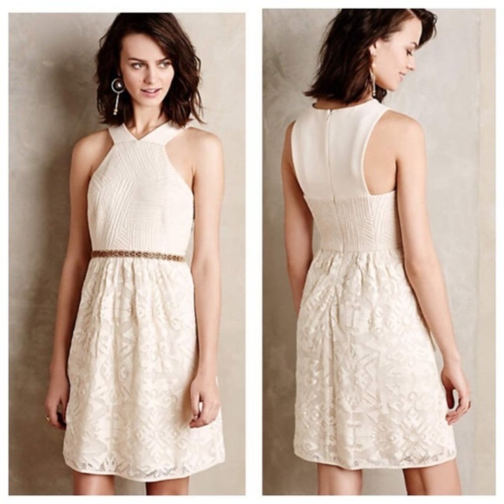 Anthropologie 4 Collective Ivory Textured Dress